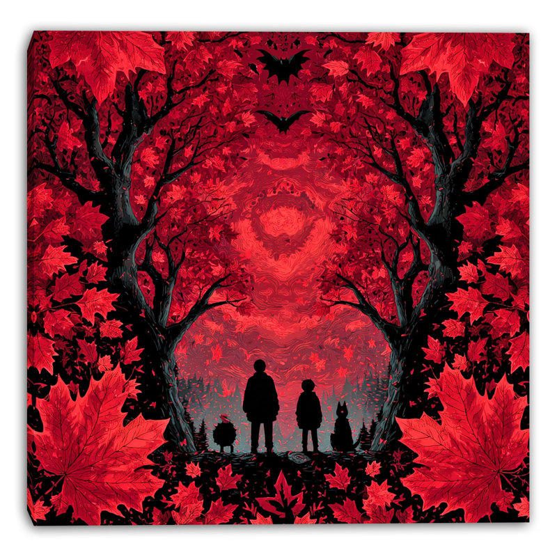 «Silhouettes in Crimson Forest», art mural sur toile