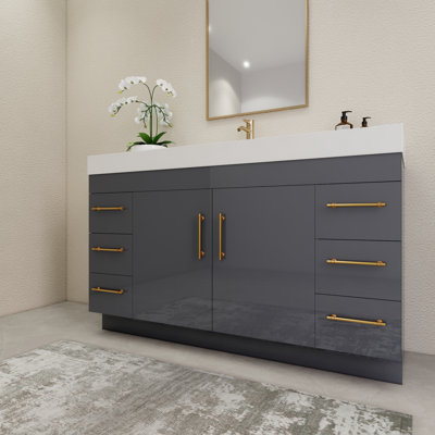 59" Single Bathroom Vanity Set with Drawers and Doors