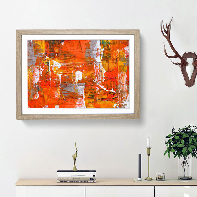 Abstract Art Painting Vol.252 by S.Johnson - Picture Frame Painting Print, 48cm H x 65cm W x 2cm D, Oak Framed