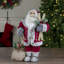 18" Standing Santa Christmas Figure With Skis And Fur Boots