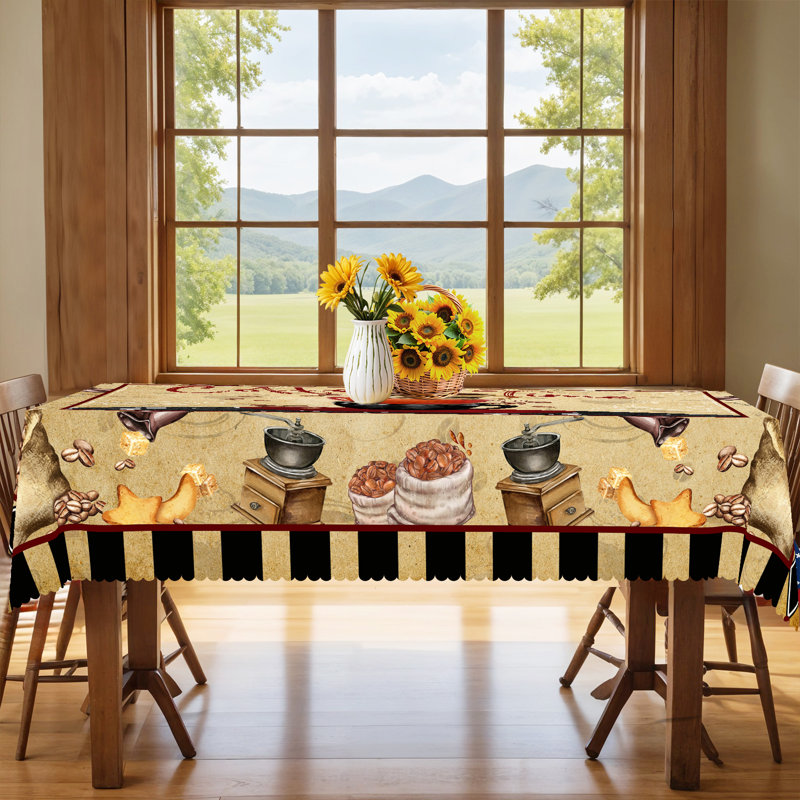 Retro Coffee-Colored Timeless Tablecloth, Washable Rectangular Tablecloth, Ideal for Indoor Dining and Family Gatherings