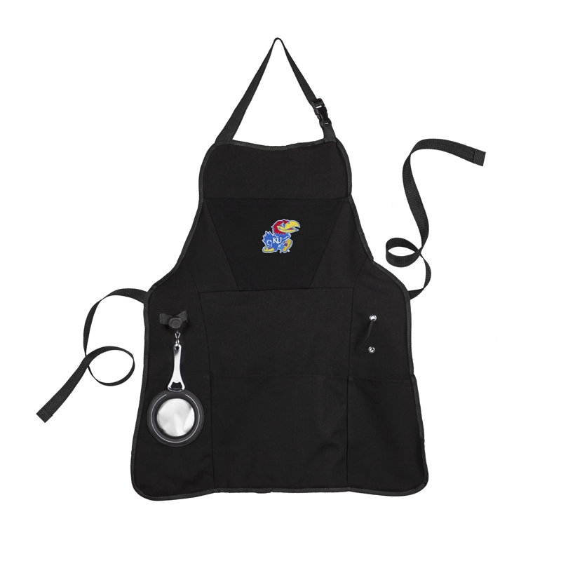 No Pattern Cotton Bib Apron, Black, NCAA Kansas