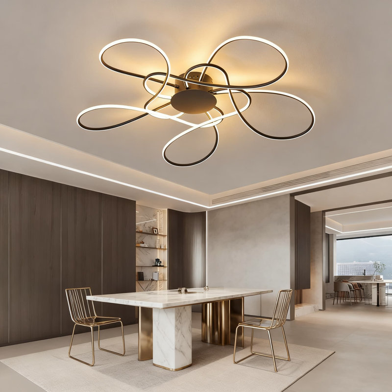 Plafonnier à DEL à intensité variable avec télécommande, lustre à température de couleur réglable pour le salon, la salle à manger, la chambre à coucher et la cuisine, diamètre de 35,4 pouces