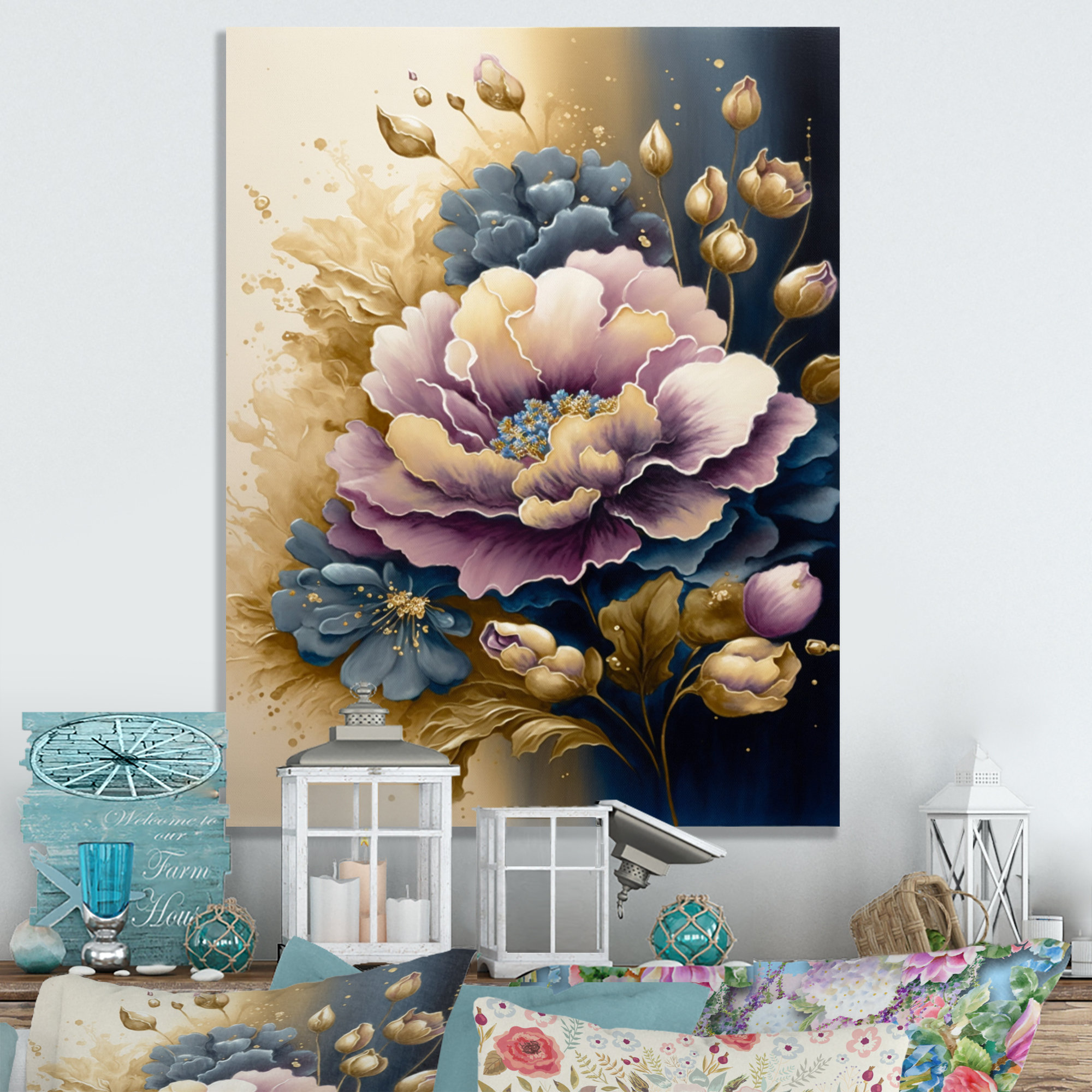 Red Barrel Studio® Purple and Blue Watercolor Flowers II - Graphic Art ...