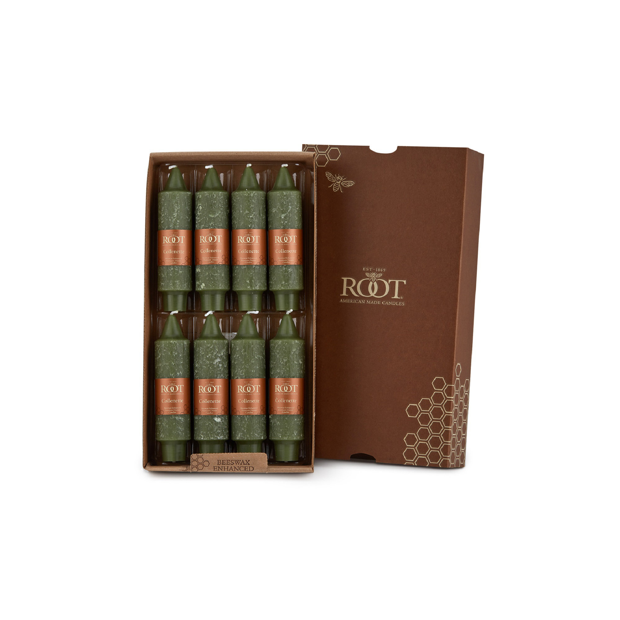 Unscented Taper Candle, Dark Olive