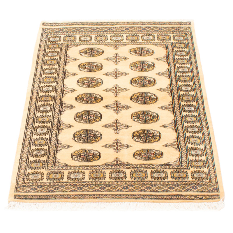 Tapis unique en laine noué à la main Peshawar Bokhara 3 pi 2 po x 5 pi 2 po