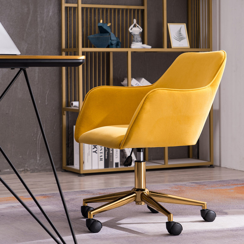 Maxton Velvet Office Chair, Yellow, Velvet