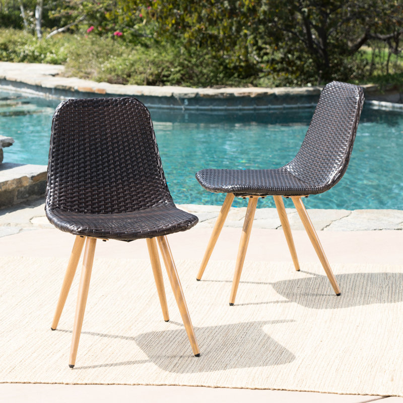 Dining Chair (2) - Heat Transfer Legs Enhance Patio, Pool, Veranda, Garden Outdoors And Iron Frame, 2 With Outdoor Seating For Poolside, Iron