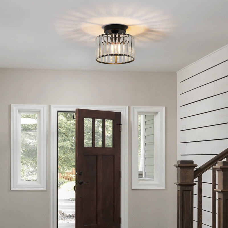 Glass Semi Flush Mount, Black