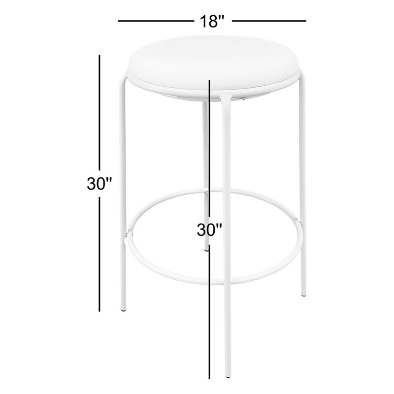 Tabouret 30 ", Similicuir blanc