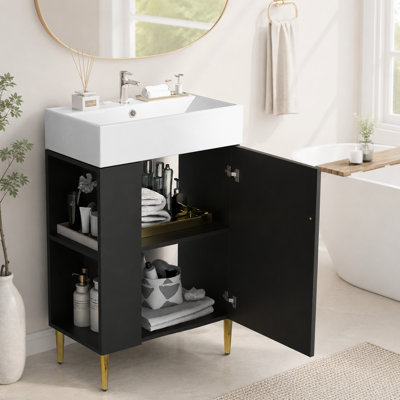 Meuble-lavabo simple 21,6 po avec rangement à gauche