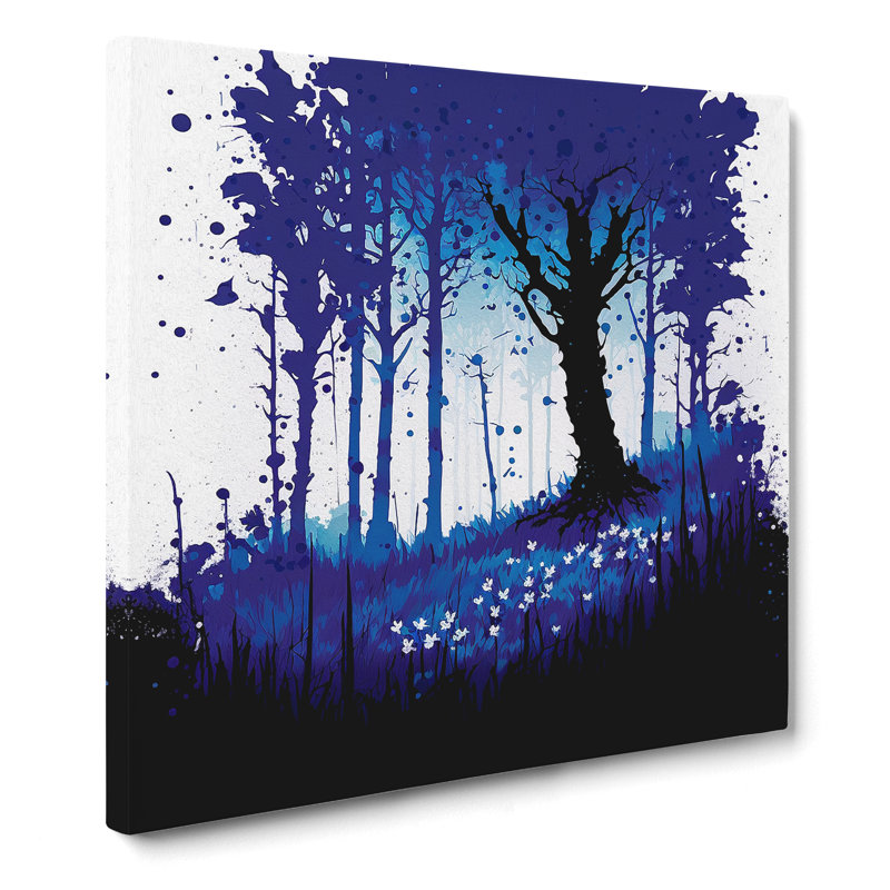 Bluebell Field Splatter Art No.1 - Wrapped Canvas, 50cm H x 50cm W x 3cm D