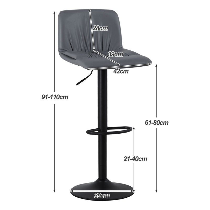 Laveta Swivel Upholstered Adjustable Height Counter Stool with Metal Frame, Grey