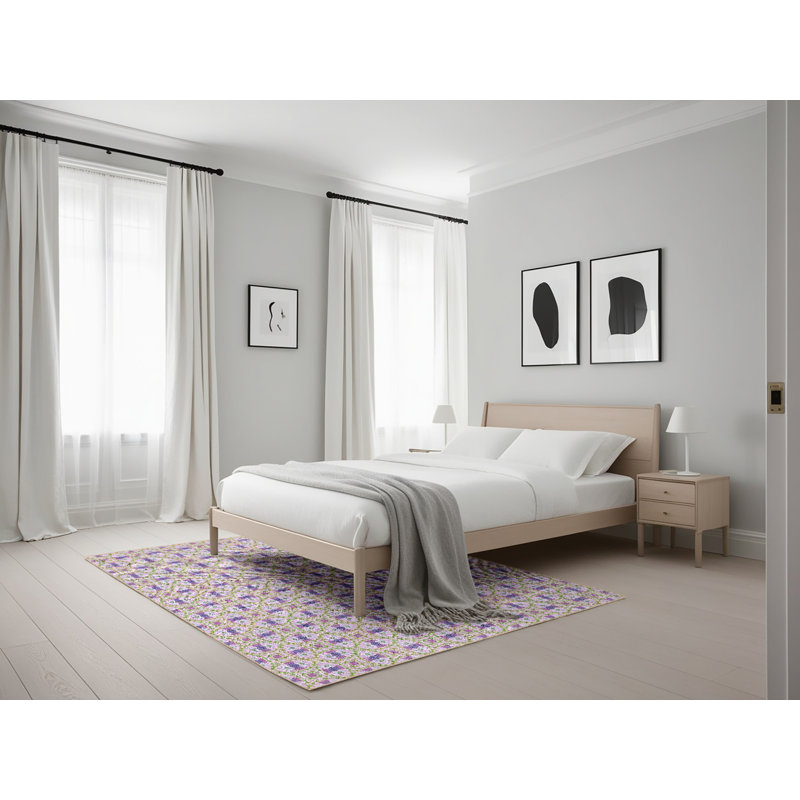 Tapis moyen orchidée à motif moyen orchidée, Rectangle 5 pi x 7 pi