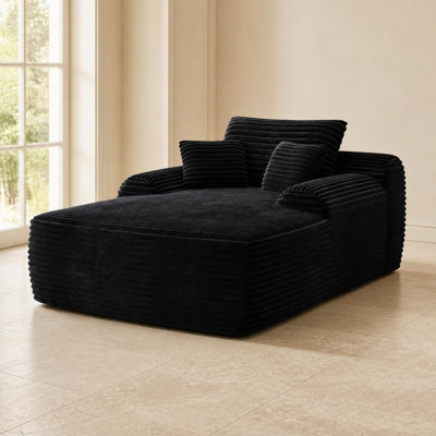 Convertible Multi-Functional Chaise Lounge Chair Plush Boneless Sleeper Sofa Armchair with Wide Armrests and Throw Pillows, Comfortable Lounger Seating