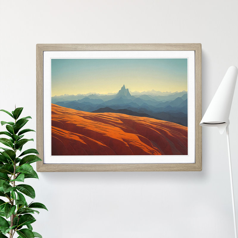 Fabulous Mountain Landscape 1 Piece Single Picture Frame Painting, 25cm H x 34cm W x 2cm D, Oak