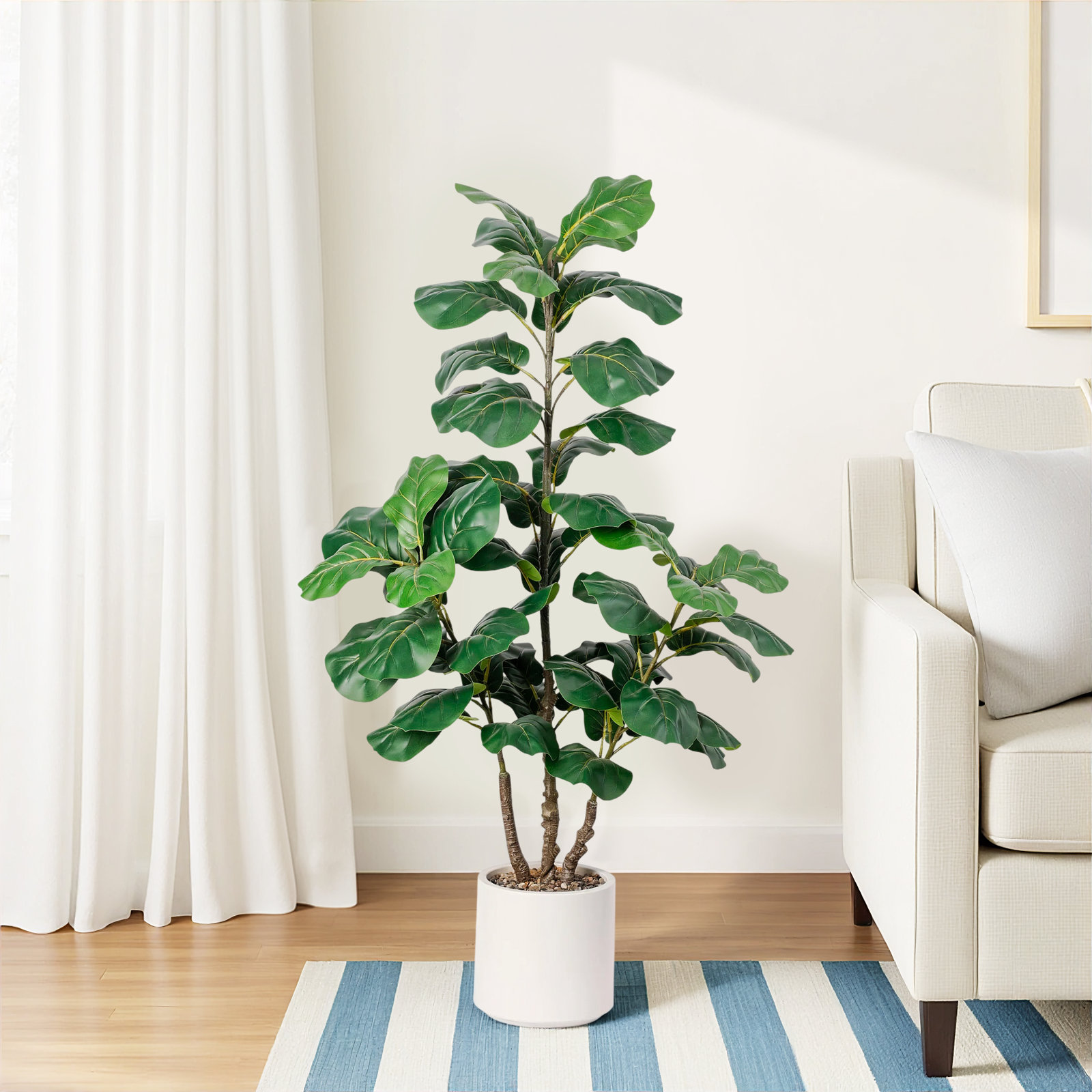 Faux Fiddle Leaf Fig Tree in Pot, 48''