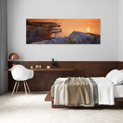 Sailboats on the coast Lilla Nassa Stockholm Archipelago Sweden 1 Piece Wrapped Canvas Panoramic Wall Art