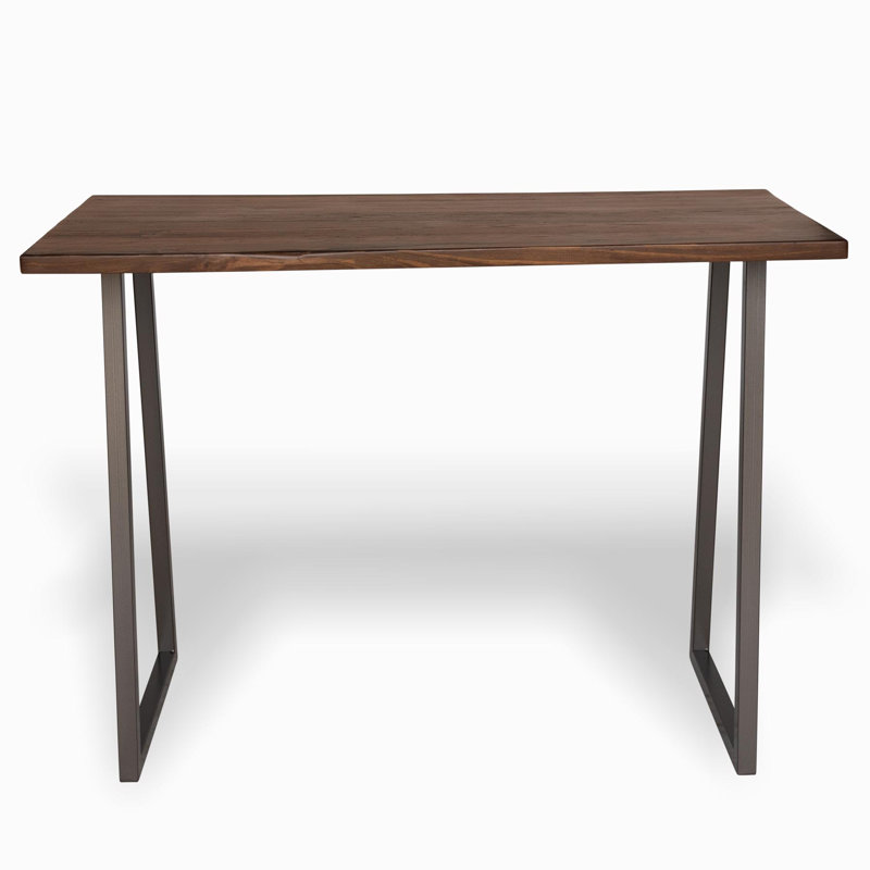 Doron Solid Wood Top Metal Base Dining Table, Antique, 42" H x 96" L x 40" W
