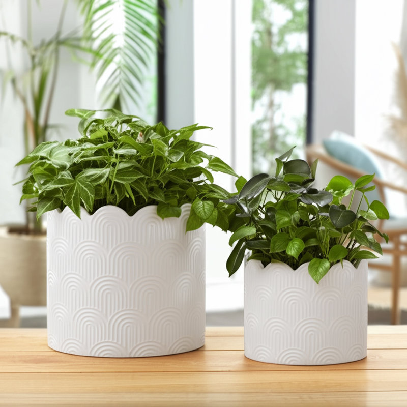 Ensemble de 2 pots à fleurs Weeda, H 9,5 po x l 12 po x P 12 po, Blanc