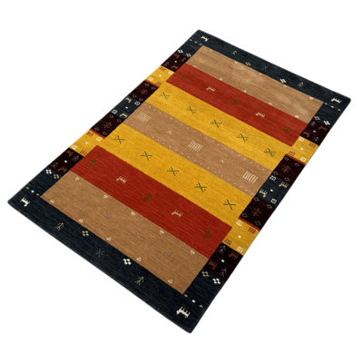 Finty Chequered Wool Hand Loomed 120cm X 180cm Area Rug