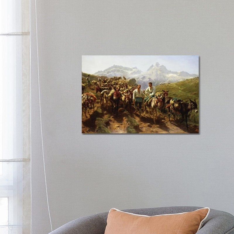 Spanish Muleteers Crossing The Pyrenees, 1857 by Rosa Bonheur - Wrapped Canvas Painting