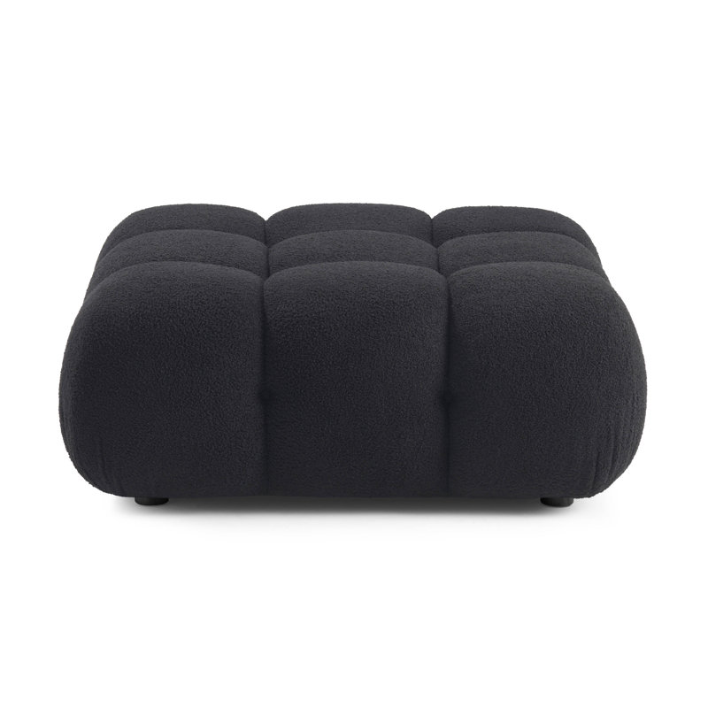 Cicerone Black Vegan Shearling Modular Ottoman