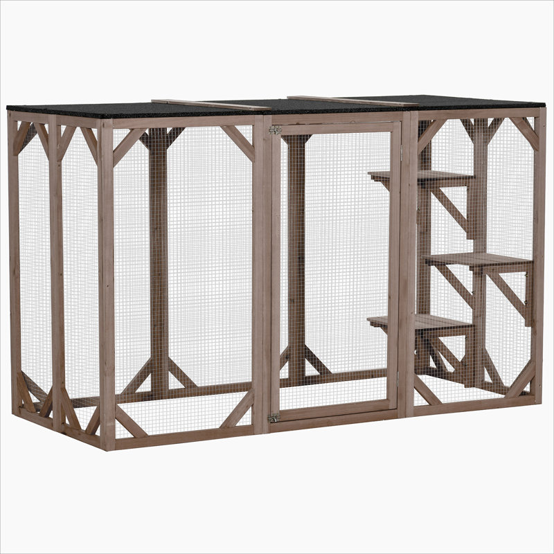 Maison pour chat d'extérieur en bois avec plusieurs caractéristiques pour un confort félin