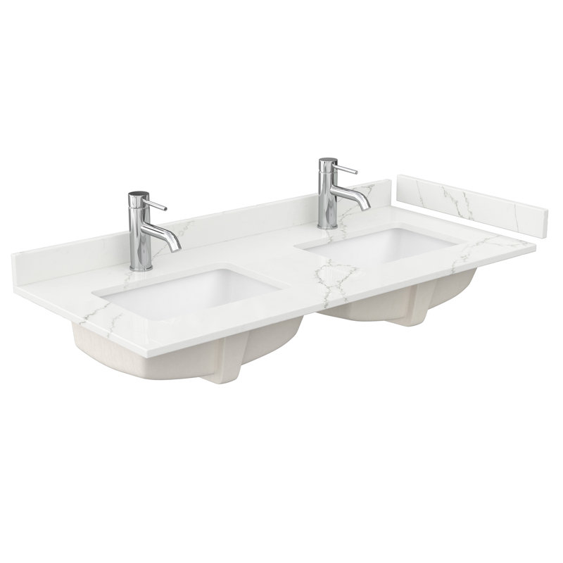 Beckett 48" Freestanding Double Bathroom Vanity with Quartz Top, Brushed Nickel, Giotto Quartz, Dark Gray