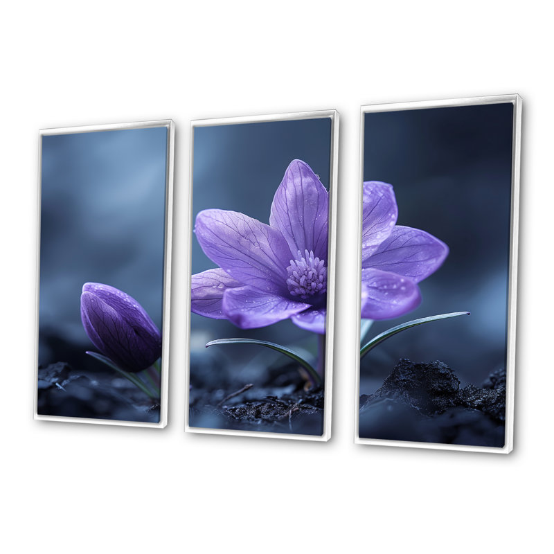 Ensemble de décorations murales noires et mauves, Toile encadrée flottée blanche, H 40 po x l 60 po