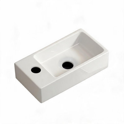 Lavabo suspendu en céramique blanc laiteux de 35,5 cm (14 pouces) avec un seul trou pour robinet.