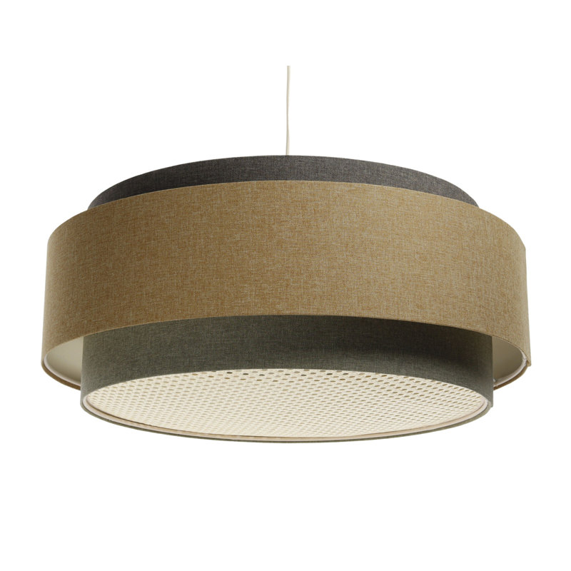 Abigial 1 - Light Cream Drum Pendant, Yellow/Green