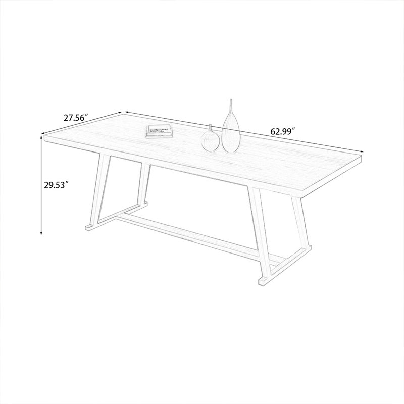 Bureau rectangulaire en bois massif brun clair, H 29,53 po x l 62,99 po x P 27,56 po