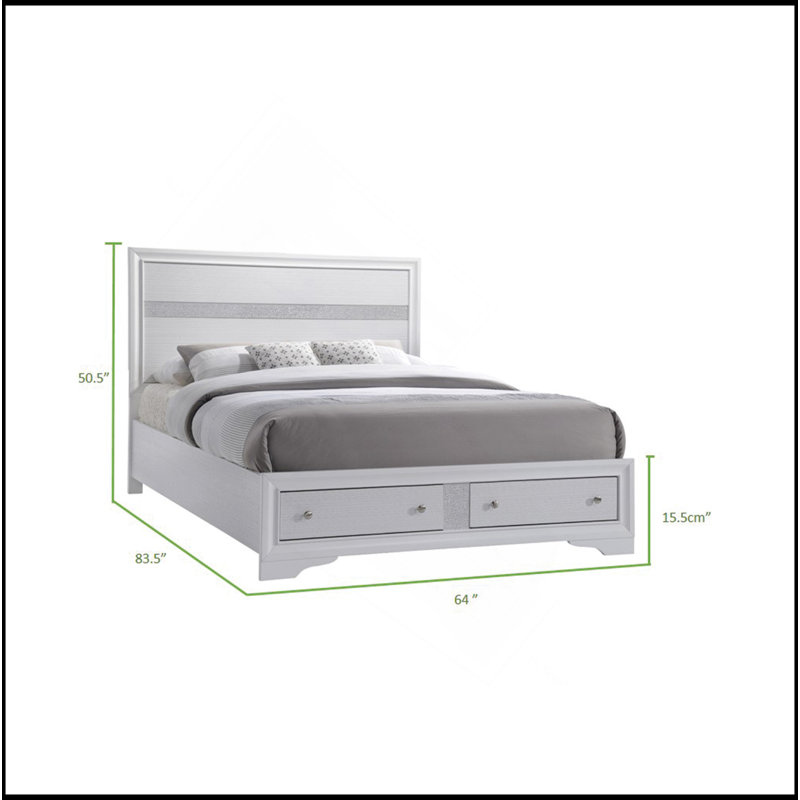 Minya Standard Storage Bed, King, White