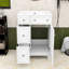 Meuble-lavabo simple autoportant avec deux tiroirs de rangement et lavabo en céramique Olguin-923375376