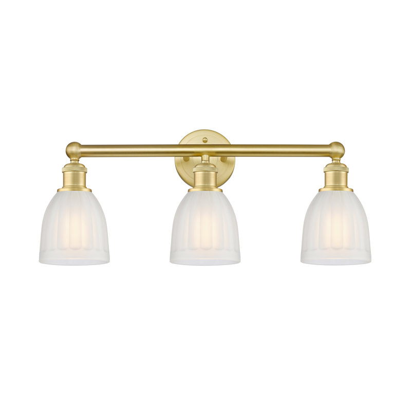 Éclairage pour meuble-lavabo de salle de bain 3 lumières 23,75 pouces Radegonde, Blanc, Or satiné