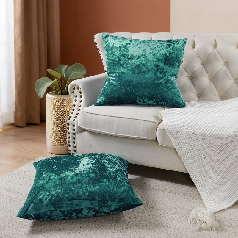 Housse de coussin en velours écrasé Euro, Saphir