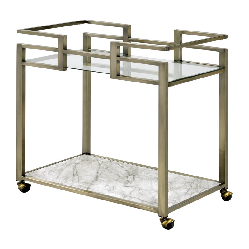 Janova Bar Cart in Clear and Brass