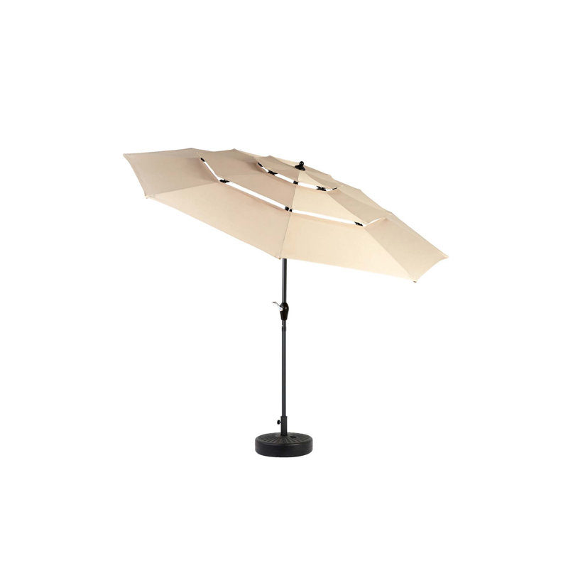 Parasol polyvalent à inclinaison automatique avec construction robuste pour patio et bord de piscine, Kaki