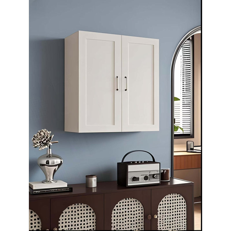 Armoire murale à double porte avec 2 portes et 3 tablettes, Blanc