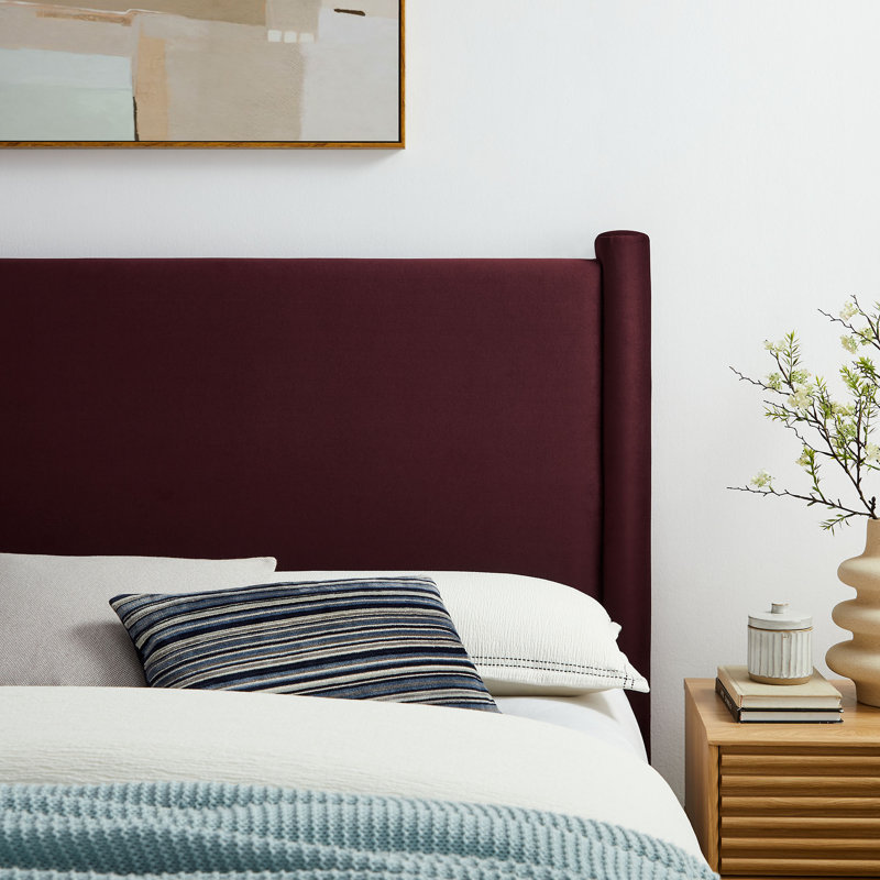 Rael Performance Velvet Headboard, Mulberry, King