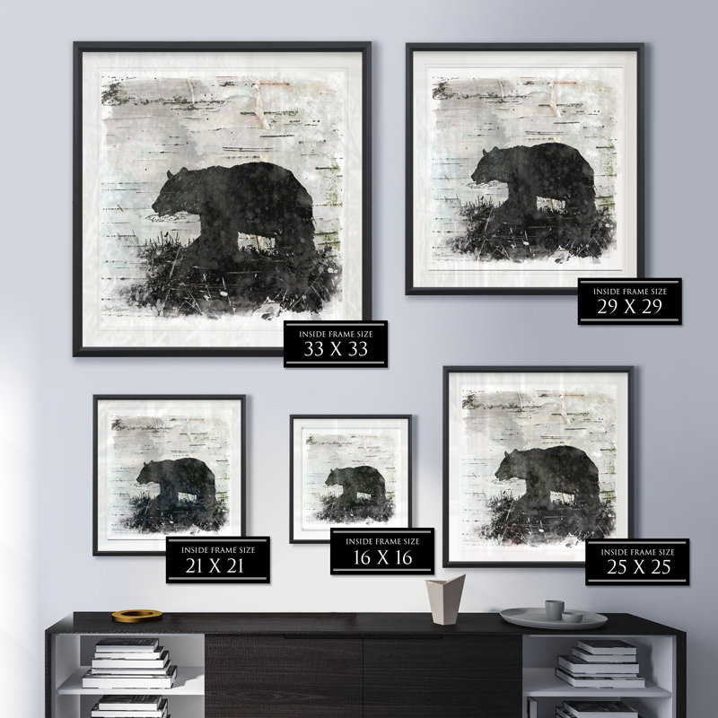 « birchbark bear », impression encadrée, H 30,5 po x l 30,5 po x P 1,5 po, Cadre noir