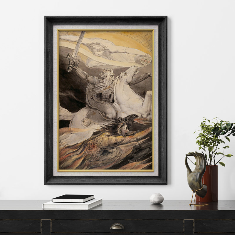 Divine bataille et vision céleste, H 36 po x l 26 po x P 1,5 po, Black Premium Frame