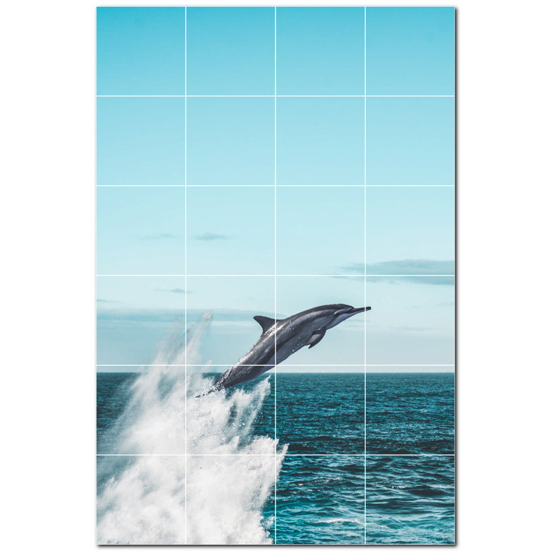 Murale décorative en céramique 4,25 po x 4,25 po Dolphin Photo