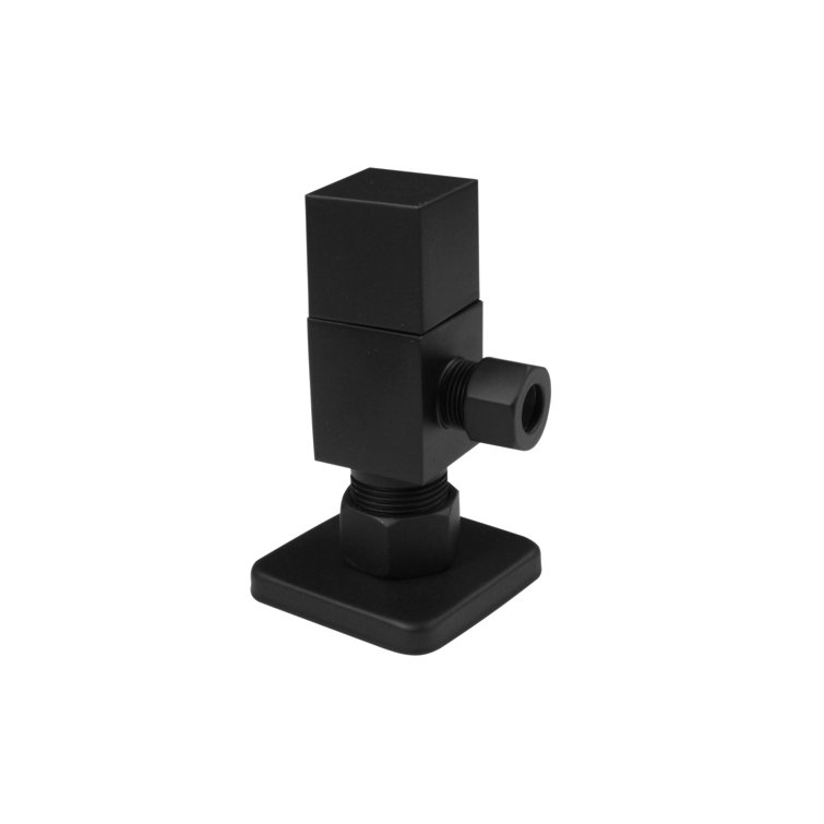 Square Handle 1/4-Turn Angle Stop 1/2" Copper x 3/8" Compression