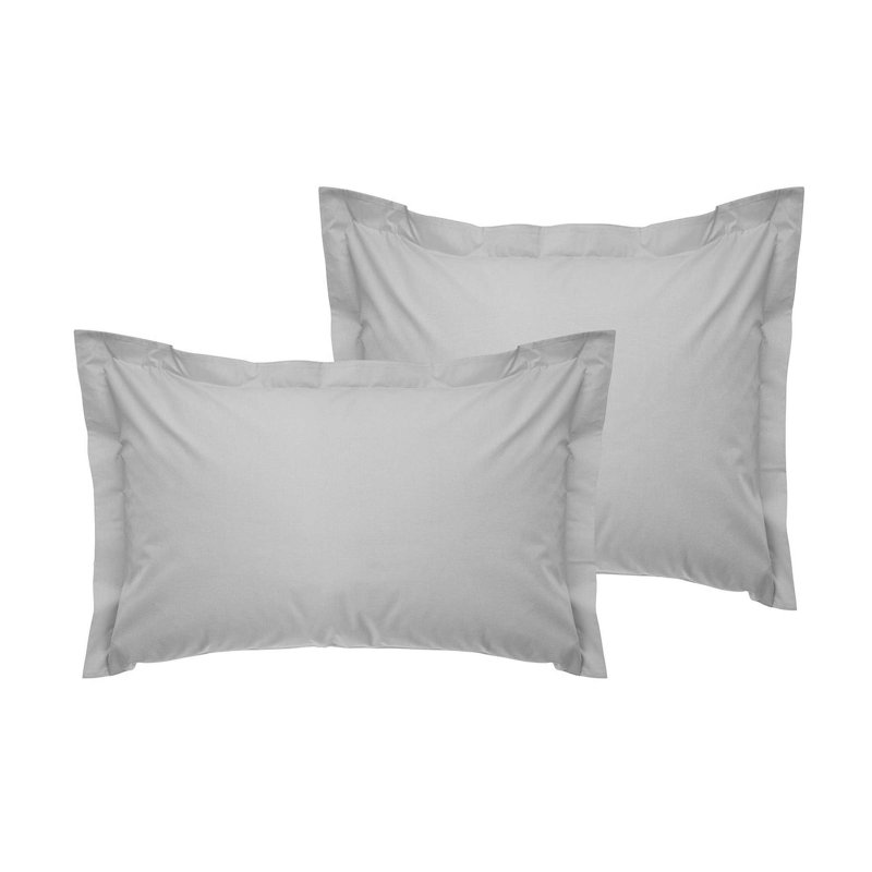 Ensemble de taies d'oreiller en satin Oxford (2 pièces), Gris clair