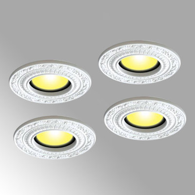White Spot Light Trim Ring for Recessed Lights, Urethane Ceiling Medallion