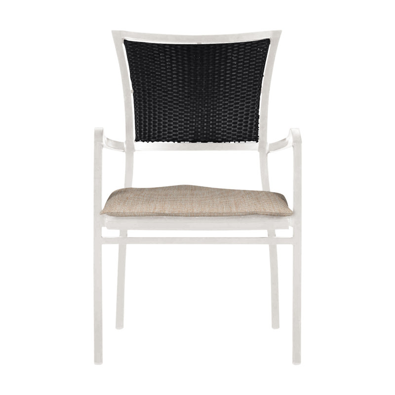 Chaise avec accoudoirs Aire - Craie / Noir, Pas de soudure, Toile sable, Craie / noir