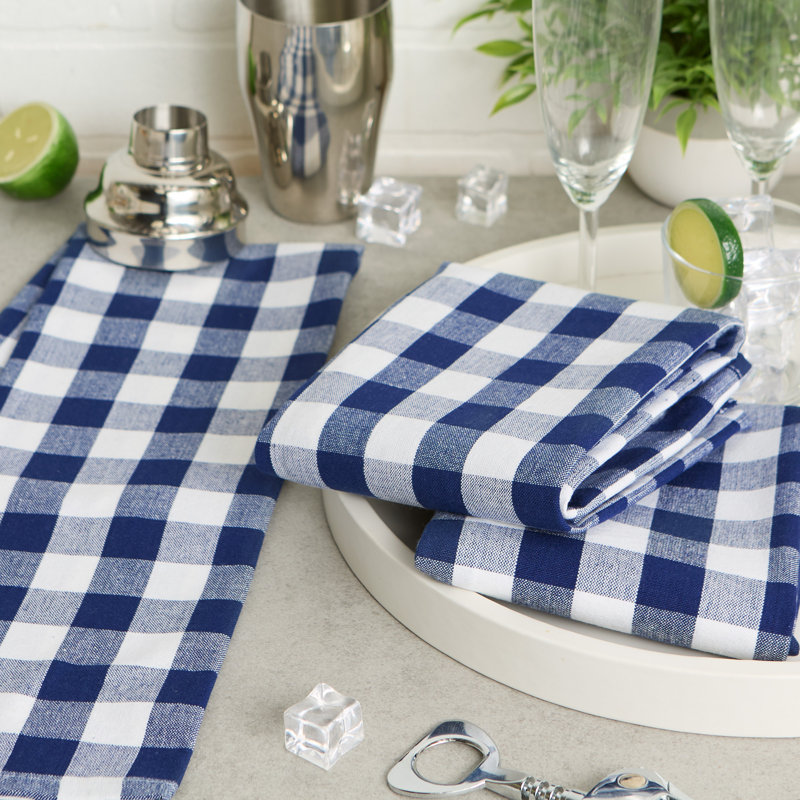 GRAY/WHITE BUFFALO CHECK DT SET OF 3, Blue/White