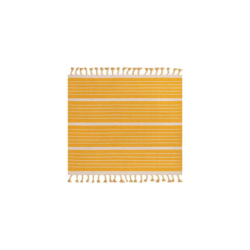 Abish Cotton Striped Indoor Rug, Rectangle 5'1" x 8'